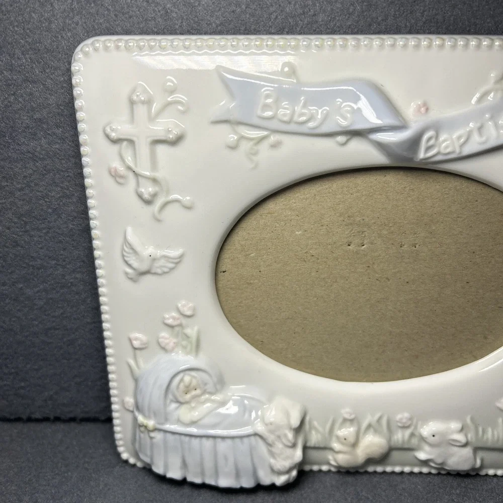 Russ Berrie Baby's First Baptism Ceramic Photo Frame Christening Keepsake - Picture 2 of 6